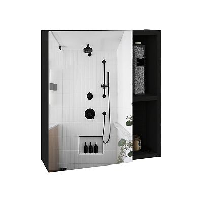 DEPOT E-SHOP Andes Medicine Single Door Cabinet With Mirror, Five Interior Shelves, Black