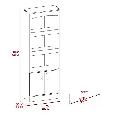 Detroit 2 Piece Office Set, Dozza Bookcase + Aramis Desk, Light Gray