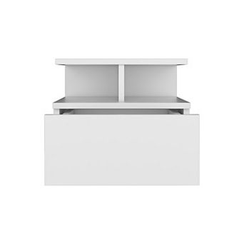 DEPOT E-SHOP Seward Floating Nightstand, Wall Mounted with Single Drawer and 2 tier Shelf, White