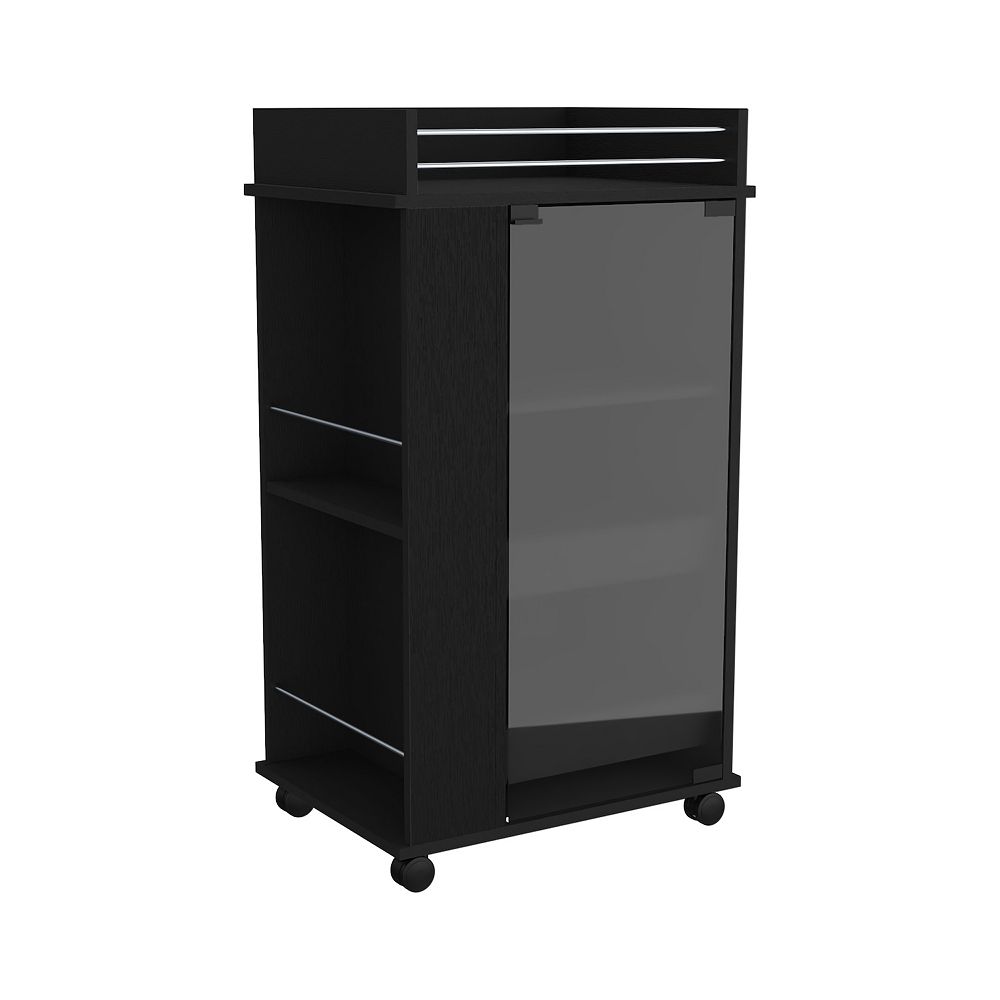 DEPOT E-SHOP Lansing Bar Cart with Glass Door, 2-Side Shelves and ...
