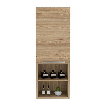 DEPOT E-SHOP Savona Medicine Single Door Cabinet, Two Interior Shelves, Two External Shelves, Light Oak