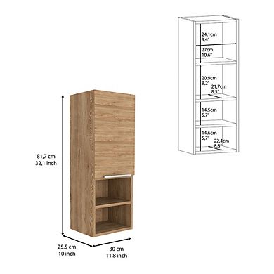 DEPOT E-SHOP Savona Medicine Cabinet, Two Interior Shelves, Natural Oak
