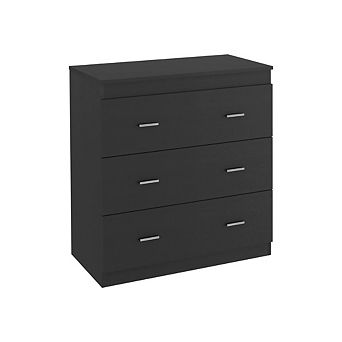 DEPOT E-SHOP Capri Three Drawer Dresser, Superior Top, Metal Handles, White