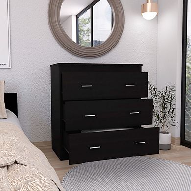 DEPOT E-SHOP Capri Three Drawer Dresser, Superior Top, Metal Handles, White
