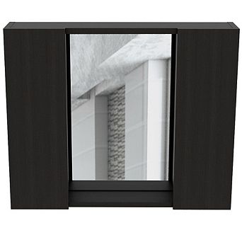 DEPOT E-SHOP Garnet Medicine Double Door Cabinet, One External Shelf, Black