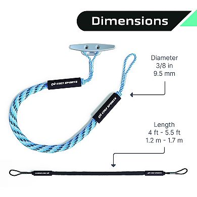 Colt Sports Bungee Dock Lines Mooring Rope For Boats - Blue, White And Black 5 Feet