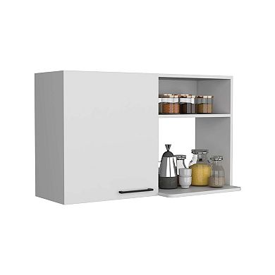 DEPOT E-SHOP Salento 2 Stackable Wall-Mounted Storage Cabinet with 2 Side Shelf, White