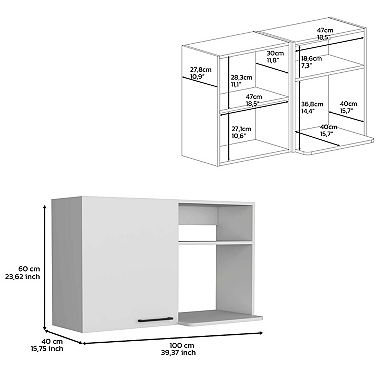 DEPOT E-SHOP Salento 2 Stackable Wall-Mounted Storage Cabinet with 2 Side Shelf, White