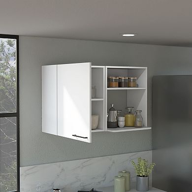 DEPOT E-SHOP Salento 2 Stackable Wall-Mounted Storage Cabinet with 2 Side Shelf, White