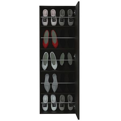 DEPOT E-SHOP Baltimore Wall Mounted Shoe Rack, Mirror, Single Door, Ten Shoes Capacity, Black
