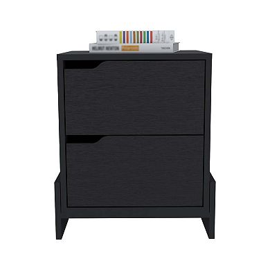 DEPOT E-SHOP Haines Nightstand with 2-Drawers, End Table with Sturdy Base, Black