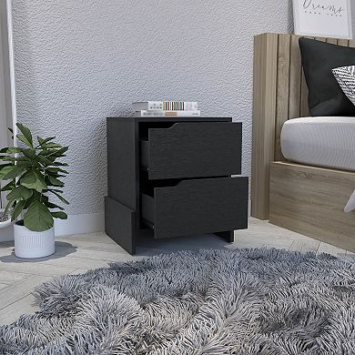 DEPOT E-SHOP Haines Nightstand with 2-Drawers, End Table with Sturdy Base, Black