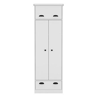 DEPOT E-SHOP Tifton Armoire with Hinged Drawer, 2-Doors and 1-Drawer, White