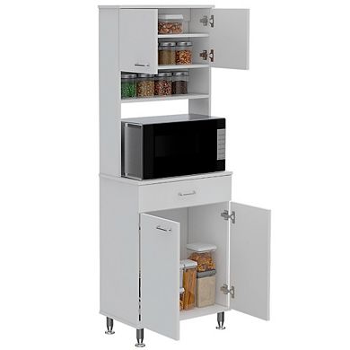 DEPOT E-SHOP Helis 60 Pantry Double Door Cabinet, One Drawer, Four Legs, Three Shelves , White