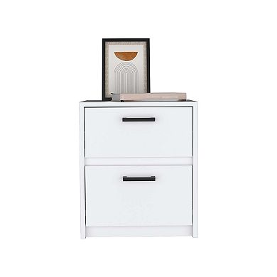 DEPOT E-SHOP Bethel 2 Drawers Nightstand with Handles, White