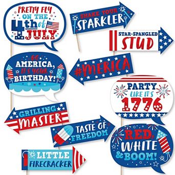Big Dot Of Happiness Funny Firecracker 4th Of July - Party Photo Booth Props Kit - 10 pc