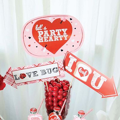 Big Dot of Happiness - Funny Happy Galentine's Day - Valentine's Day Party Photo Booth Props Kit - 10 Piece