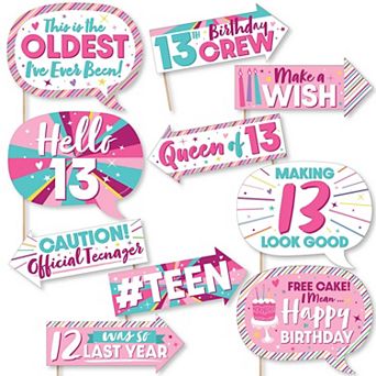 Big Dot Of Happiness Funny Girl 13th Birthday Official Teenager Party Photo Booth Props 10 pc