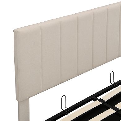 MERAX Upholstered Platform Bed with a Hydraulic Storage System
