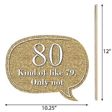 Big Dot Of Happiness Funny Adult 80th Birthday Gold - Birthday Party Photo Booth Props 10 Pc