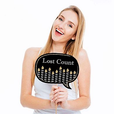 Big Dot Of Happiness Funny Adult 80th Birthday Gold - Birthday Party Photo Booth Props 10 Pc