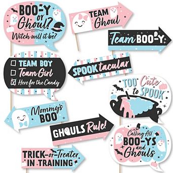 Big Dot Of Happiness Funny Boo-y Or Ghoul Halloween Gender Reveal Photo Booth Props 10 pc