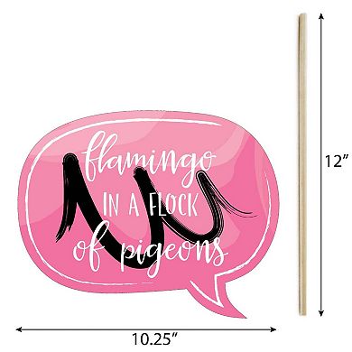 Big Dot Of Happiness Funny Pink Flamingo - Party Like A Pineapple - Photo Booth Props 10 Pc