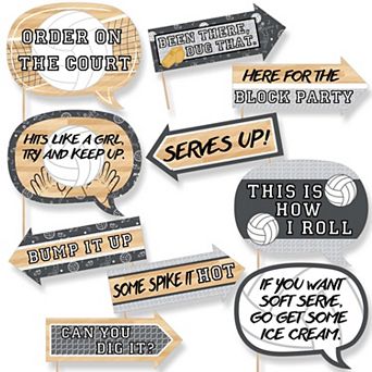 Big Dot Of Happiness Funny Bump, Set, Spike - Volleyball - Party Photo Booth Props 10 pc