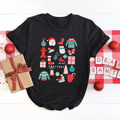 Boho Christmas Chart Short Sleeve Graphic Tee
