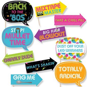 Big Dot Of Happiness Funny 80's Retro - Photo Booth Props Kit - 10 pc