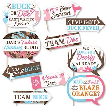 Big Dot Of Happiness Funny Buck Or Doe - Hunting Gender Reveal Party Photo Booth Props 10 pc