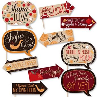 Big Dot Of Happiness Funny Rosh Hashanah - New Year Photo Booth Props Kit - 10 pc
