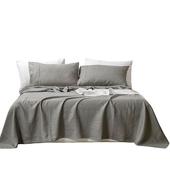 Stone Washed French Linen Sheet 4 pc Set