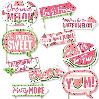 Big Dot Of Happiness Funny Sweet Watermelon - Fruit Party Photo Booth Props Kit - 10 pc