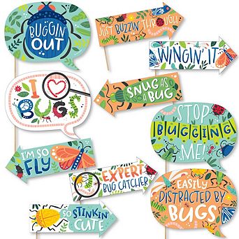 Big Dot Of Happiness Funny Buggin' Out Bugs Birthday Party Photo Booth Props Kit 10 pc