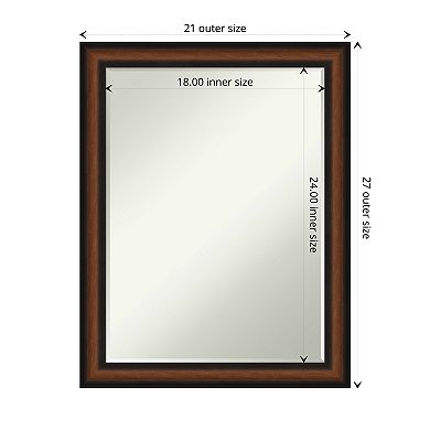 Yale Walnut Petite Bevel Bathroom Wall Mirror