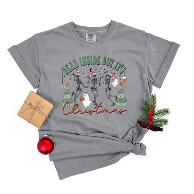 Dead Inside Christmas Skeleton Garment Dyed Garment Dyed Tees