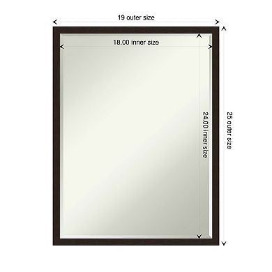 Carlisle Narrow Petite Bevel Wood Bathroom Wall Mirror