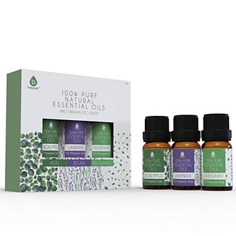 Pursonic 3 Pack Of Pure Essential Oils (eucalyptus, Lavender & Peppermint)