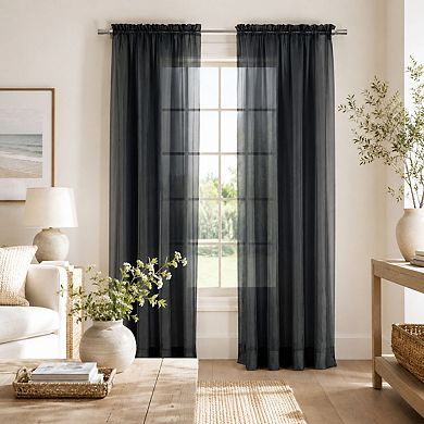 Kate Aurora Elegant Sheer Voile Rod Pocket Curtain Panel Pair