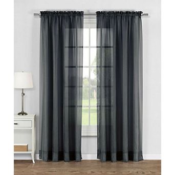 Kate Aurora Elegant Sheer Voile Rod Pocket Curtain Panel Pair