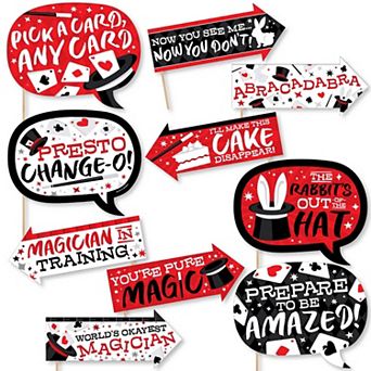 Big Dot Of Happiness Funny Ta-da, Magic Show - Magical Birthday Party Photo Booth Props 10 pc