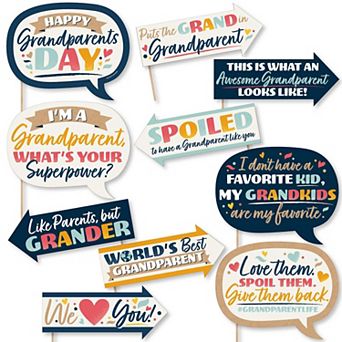 Big Dot Of Happiness Funny Happy Grandparents Day - Grandma & Grandpa Photo Booth Props 10 pc