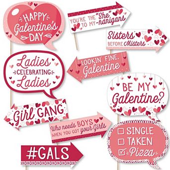 Big Dot Of Happiness Funny Happy Galentine's Day - Valentine's Day Photo Booth Props 10 pc