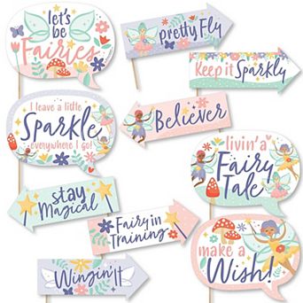 Big Dot Of Happiness Funny Let's Be Fairies Fairy Garden Birthday Photo Booth Props 10 pc