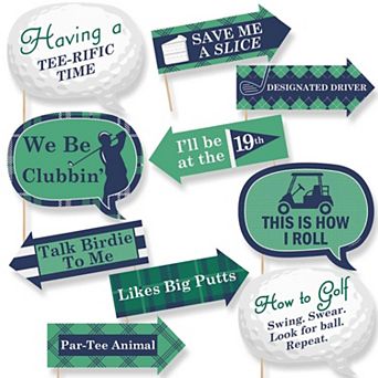 Big Dot Of Happiness Funny Par-tee Time - Golf - Party Photo Booth Props Kit - 10 pc