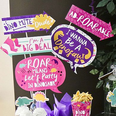 Big Dot Of Happiness Funny Roar Dinosaur Girl - Dino Mite T-rex Party Photo Booth Props 10 Pc