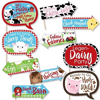 Big Dot Of Happiness Funny Farm Animals Baby Shower Or Birthday Party Photo Booth Props 10 pc