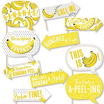 Big Dot Of Happiness Funny Let's Go Bananas - Tropical Party Photo Booth Props Kit - 10 pc