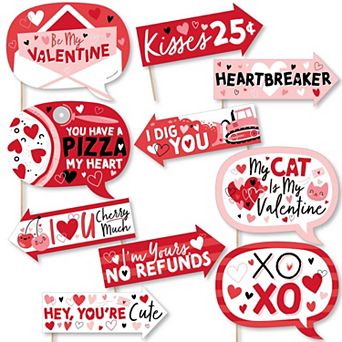 Big Dot Of Happiness Funny Happy Valentine's Day - Photo Booth Props Kit - 10 pc